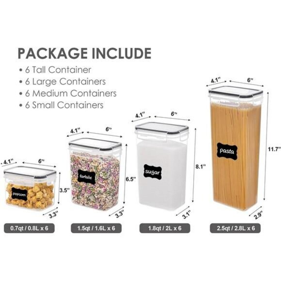 Vtopmart 24 Pc Airtight Food Storage Containers Set Pantry Kitchen Organizer - Picture 2 of 7